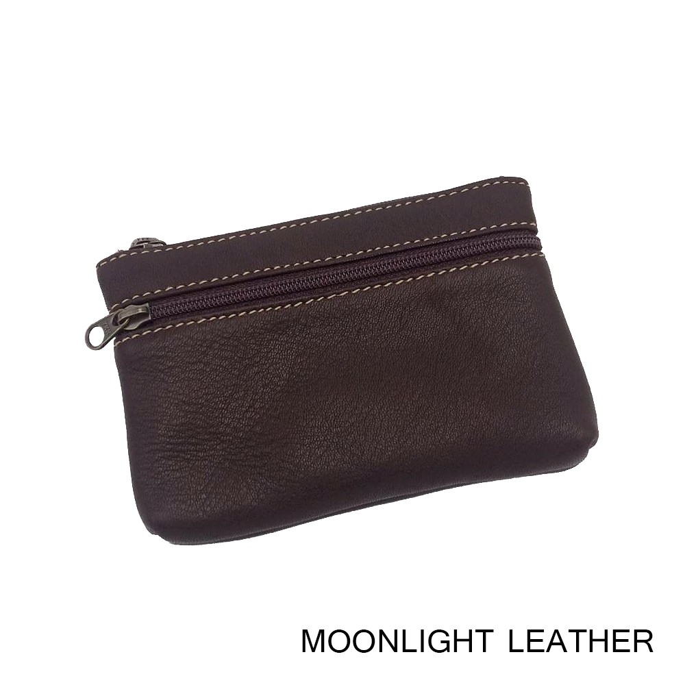 กระเป๋าใส่เหรียญหนังแท้ MOONLIGHT รุ่น Purin สีน้ำตาลเข้ม หนังวัว นุ่ม ไม่ลอก มี 3 ช่อง ใส่แบงค์ ใส่บัตรได้ มีกล่องสวย