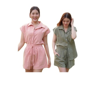 (เหลือ 199.- เก็บโค้ดส่วนลด+โค้ดส่งฟรีหน้าร้าน) LINNY SET ชุดเซ็ทเสื้อ-กางเกงขาสั้น ผ้าฝ้ายธรรมชาติ