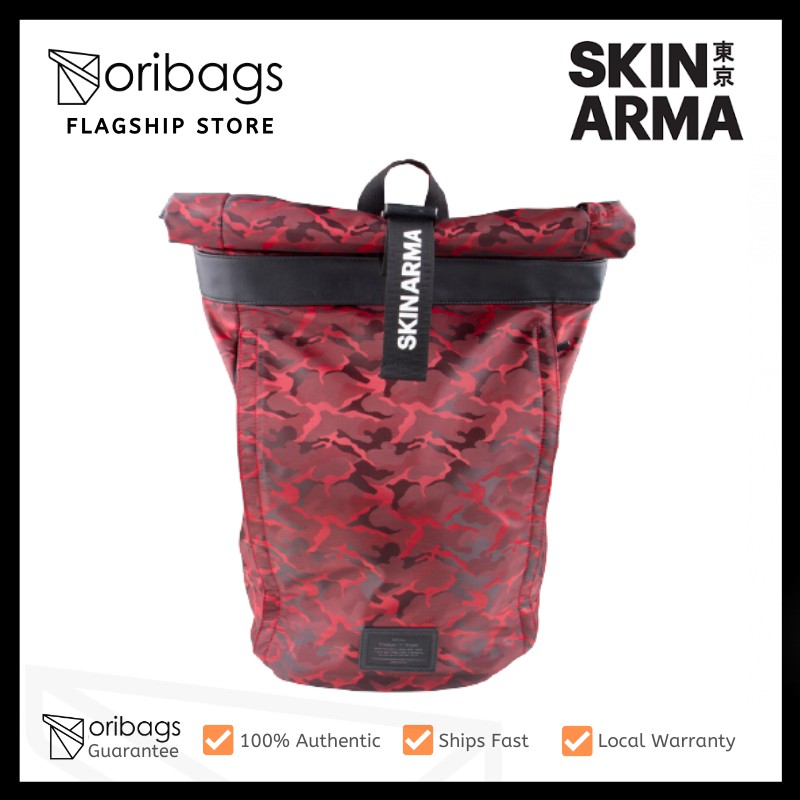 Skinarma Backpack Senso Roll Top - สีแดงเลือด