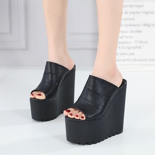 (C62)ส้นตึก สูง16cm/6.4นิ้ว (ขาว,ดำ) Sz.34-39 **❥𝓟𝓻𝓮-𝓞𝓻𝓭𝓮𝓻