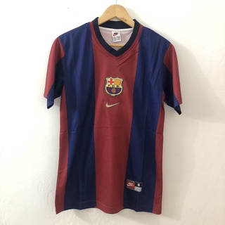 เสื้อกีฬาแขนสั้น ลายทีมชาติฟุตบอล Barcelona 1998 ชุดเหย้า สไตล์เรโทร คลาสสิก สําหรับผู้ชาย