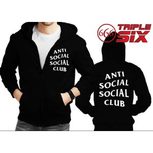 เสื้อแจ็คเก็ตมีฮู้ดมีซิป - Anti Social Social Club - สีดํา