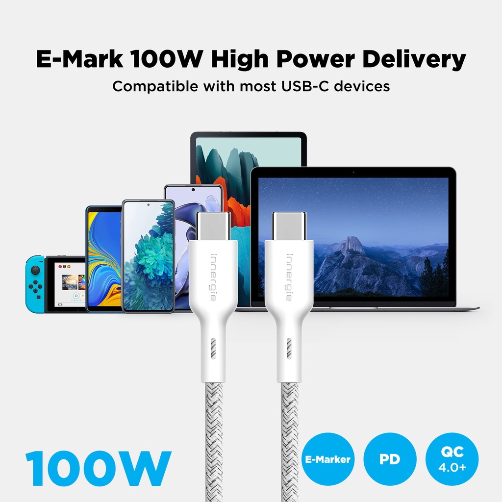 Innergie C-C 1.8m USB-C to USB-C Cable สายชาร์จเร็ว C-C 5A E-Marker 100 ...