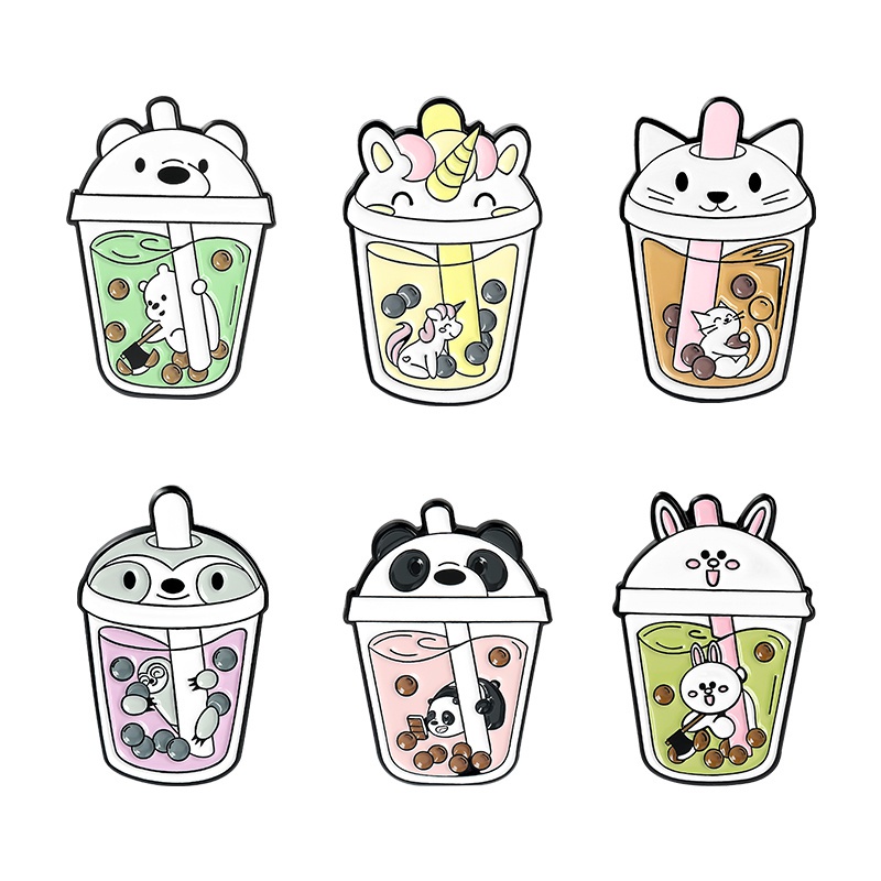 6 รูปแบบ การ์ตูนสัตว์ ถ้วย เคลือบ พินกระต่าย ยูนิคอร์น พินสลอธ พินแมว หมี แพนด้า พิน การ์ตูน เครื่องประดับ ของขวัญ