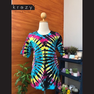 เสื้อมัดย้อม Krezy   เสื้อมัดย้อมสีสดใส สีไม่ตก ใส่แล้วเด่น เสื้อยืด เสื้อ cotton 100%