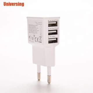 (Unitsing) อะแดปเตอร์ที่ชาร์จ 3 พอร์ต ปลั๊ก Eu Usb Ac สําหรับ Iphone Samsung Galaxy