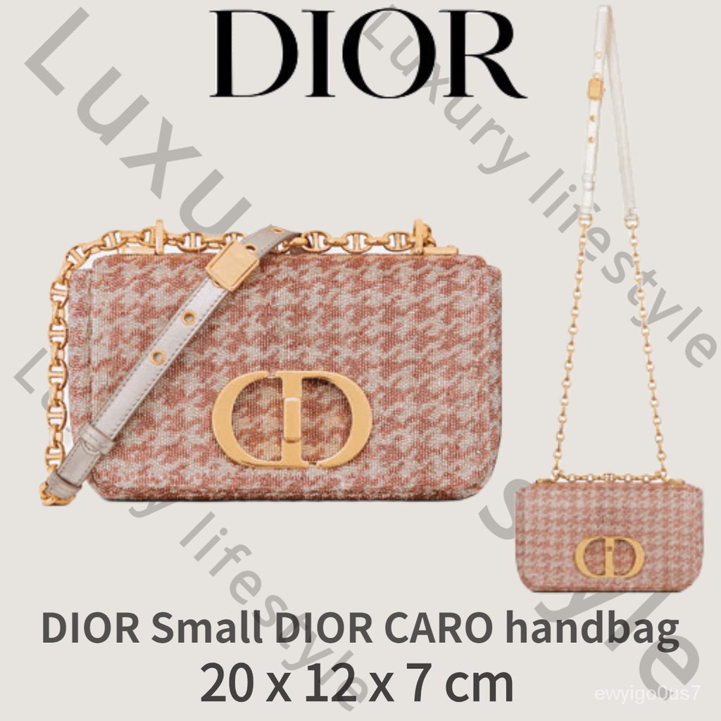 【ของแท้ 100%】Dior small DIOR CARO handbag/Dior กระเป๋าถือ DIOR CARO ใบเล็ก ibKk