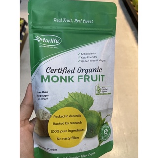ผลิตภัณฑ์ สำหรับทำ สมูทตี้ และ เบเกอรี่ ตรา มอร์ไลฟ์ 100 G. Monk Fruit Powder ( Morlife Brand ) มังค์ฟรุ๊ต พาวเดอร์