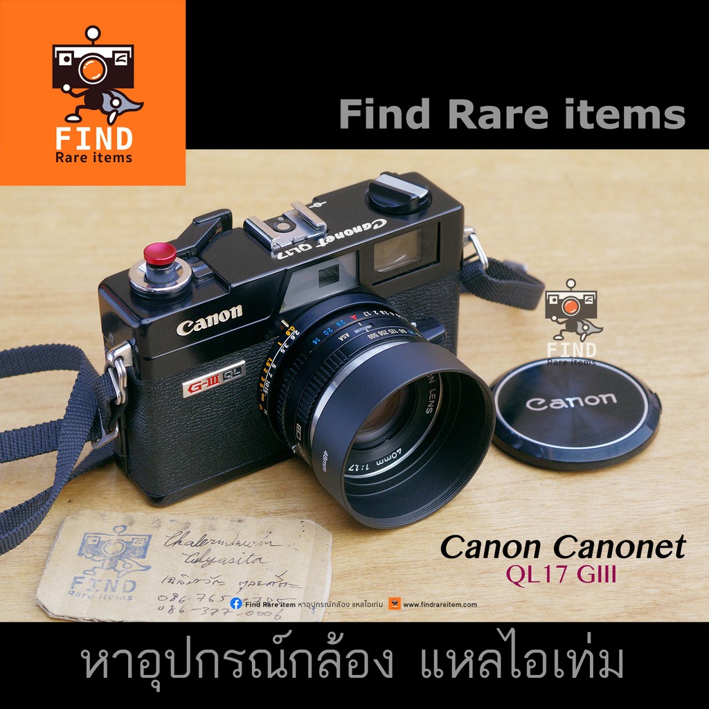 Canon Canonet QL17 GIII Black สีดำ หายาก ใช้งานเต็มระบบ CLA แล้ว กล้อง Canonet GL17 GIII สีดำ canon 