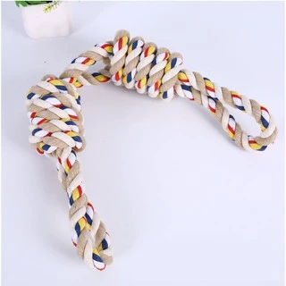 Happy PETs ของเล่นสุนัข เชือกกัดปมเกลียวใหญ่ สีครีม สำหรับสุนัขสายพันธุ์ใหญ่ ของเล่นหมา