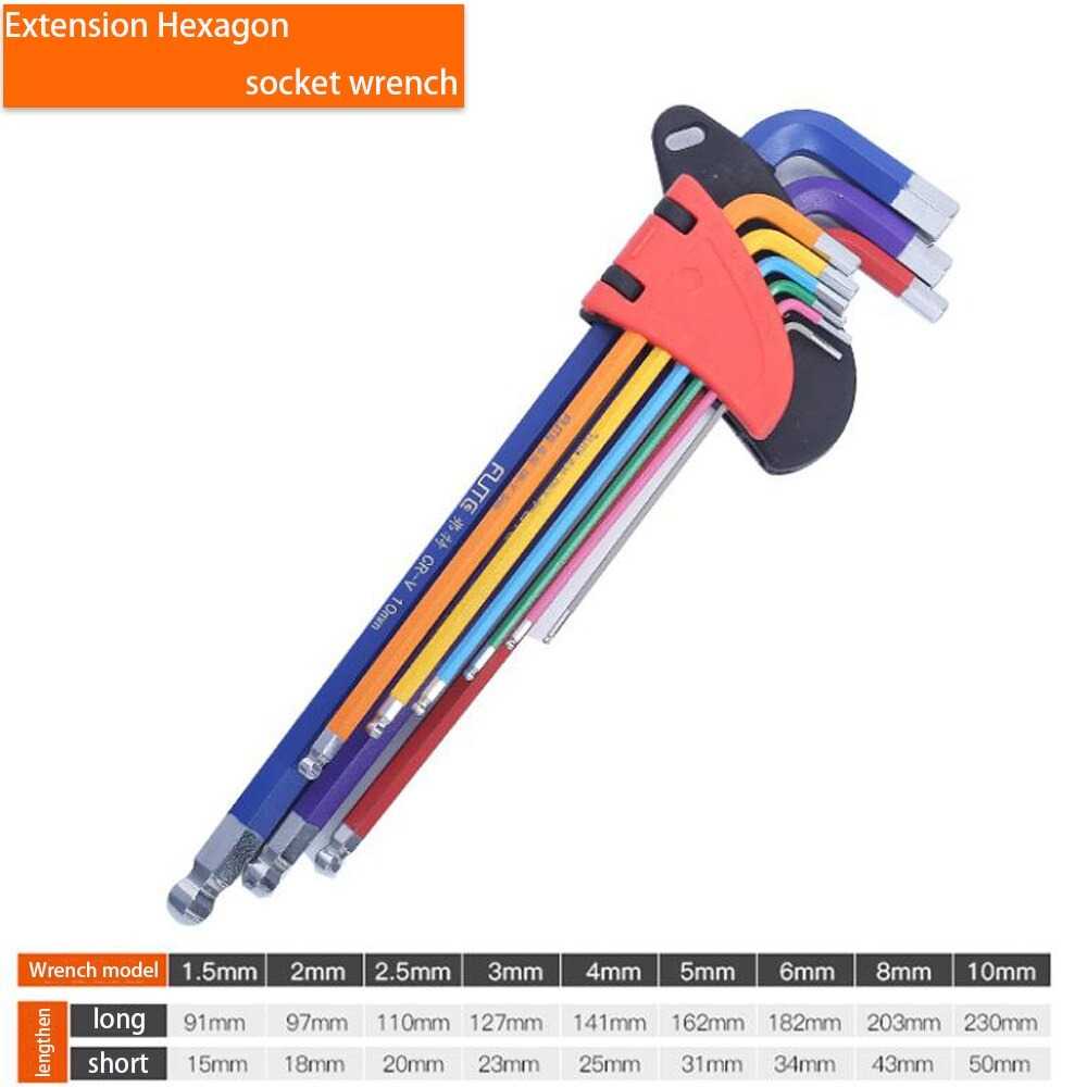 YL Tools ประแจกุญแจหกเหลี่ยมโลหะไขควงหกเหลี่ยม 9 ชิ้น L001