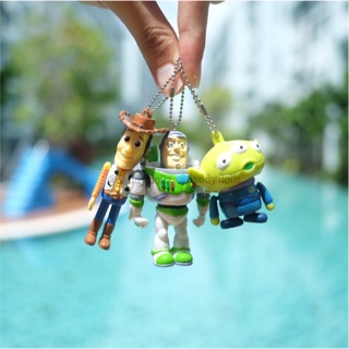 พวงกุญแจ Woody วู้ดดี้ &amp; Buzz Lightyear บัส ไลท์เยียร์ &amp; Little Greenman กรีนแมน Alien เอเลี่ยน 3ตา ดุ๊กดิ๊ก 3นิ้ว