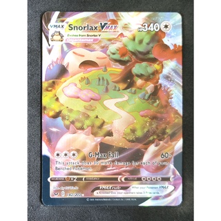 Snorlax V Max Card คาบิกอน 142/202 Pokemon Card Gold Flash Light (Glossy) ภาษาอังกฤษ