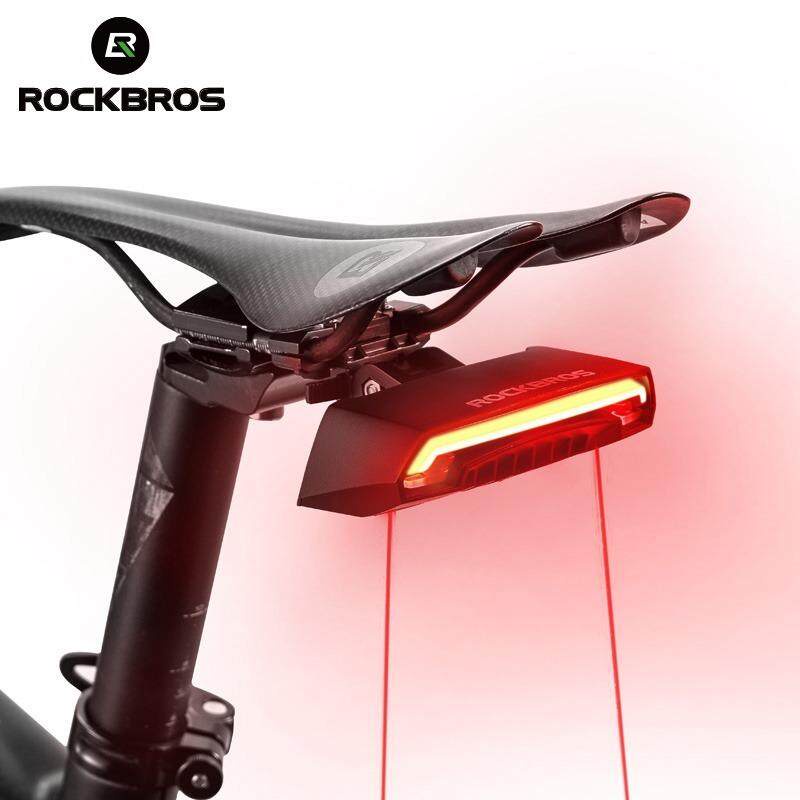 ROCKBROS ไฟสัญญาณเลี้ยวสำหรับจักรยาน,ไฟเบรกท้ายจักรยานเสือภูเขาอัจฉริยะกันน้ำไฟ LED ชาร์จ USB พร้อมอุปกรณ์เสริมรีโมทคอนโ