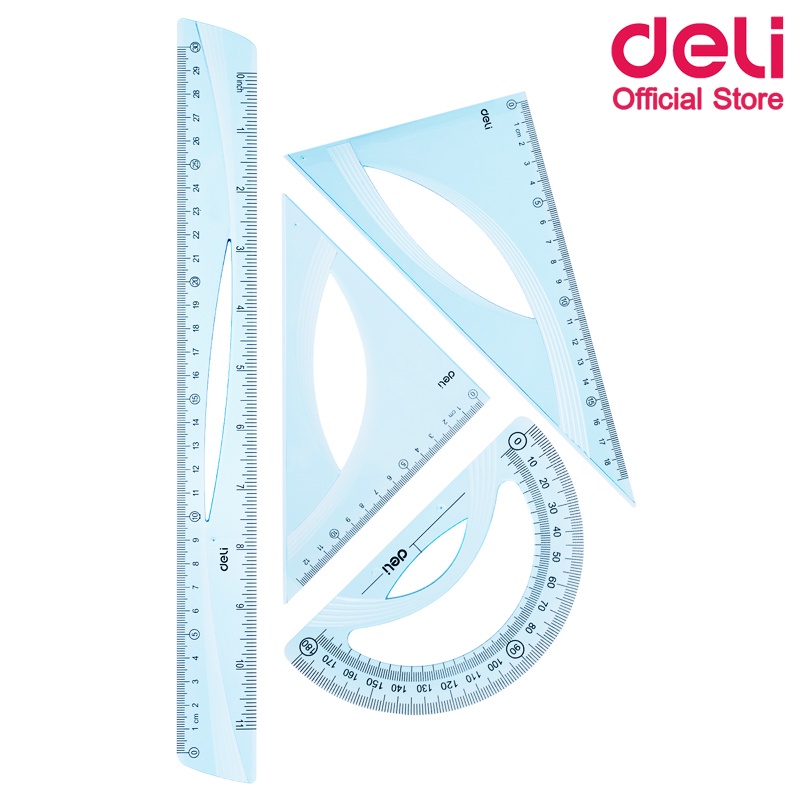 ชุดเรขาคณิต 30cm บรรจุ 4 ชิ้น Deli (แพ็ค 1 ชุด) เครื่องเขียน อุปกรณ์การนักเรียน ชุดเรขา ชุดวงเวียน อุปกรณ์สำนักงาน