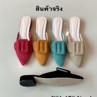 รองเท้าเปิดส้นทรงหัวแหลม (+1Size จากปกติ)