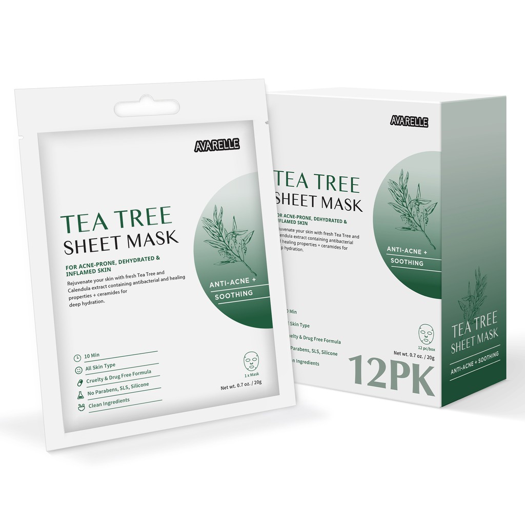 Herbal Infusion Tea Tree Extract Face Mask With Calendula Oil For Acne (Tea  Tree / 12 MASKS) Eh0D | Shopee Thailand