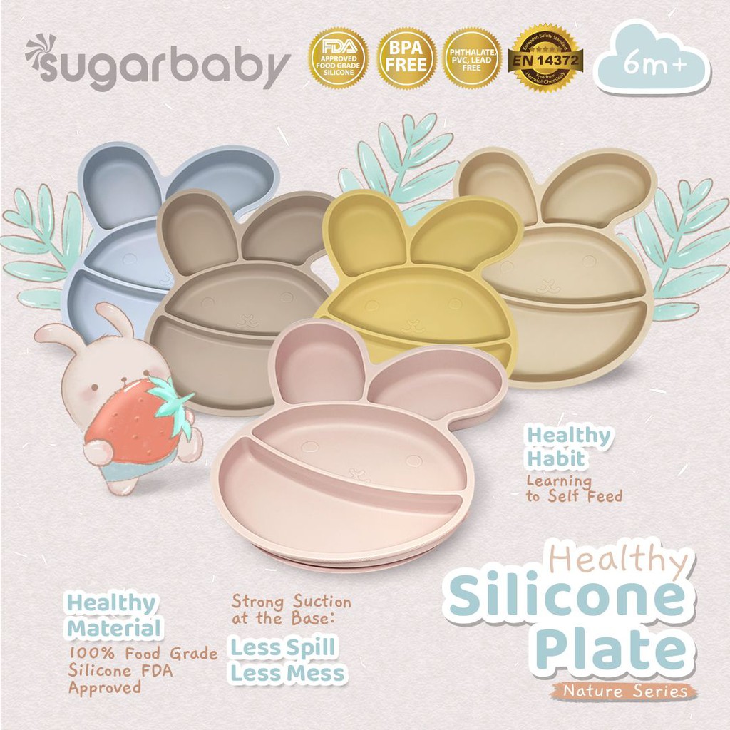 SUGAR BABY HEALTHY SILICONE PLATE NATURE SERIES BABY PLATES BABY EATING UTENSILS
