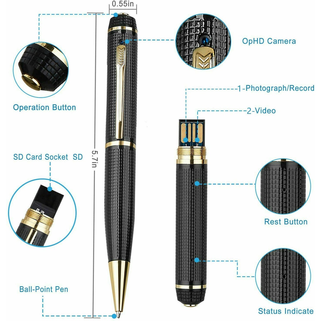 Mini Recorder Mic Voice 1080P Mini Camera Pocket Pen Cam Portable Video Cam