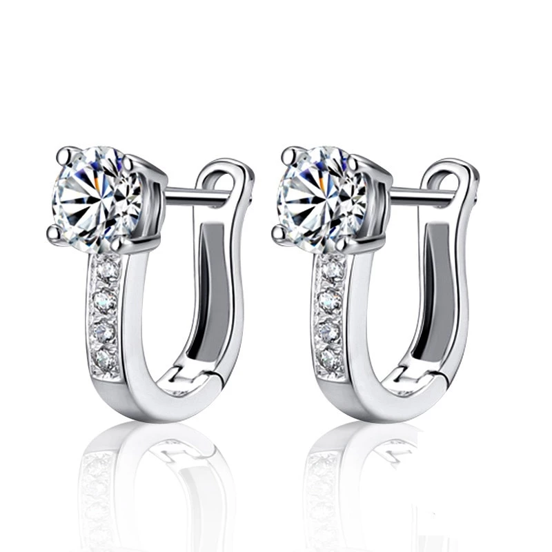 ใหม่ Pearl U ประเภทZirconต่างหู 925 เงินเครื่องประดับสําหรับสาวPendientes Plata Brincosปุ่มS925 แสตมป์ต่างหู