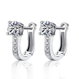 ใหม่ Pearl U ประเภทZirconต่างหู 925 เงินเครื่องประดับสําหรับสาวPendientes Plata Brincosปุ่มS925 แสตมป์ต่างหู