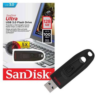 SanDisk Ultra Flash Drive แฟลชไดรฟ์ USB 3.0 128 GB ความเร็ว 100 mb/s เร็วขึ้น 10 เท่า เหมาุะสำหรับพกพาถ่ายโอนข้อมุล