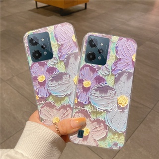 New Casing เคส Realme C31 C35 Narzo 50A Prime Narzo 50 Realme 9 Pro +Plus 9Pro 2022 Phone Case Colorful Flowers Vintage Painting Transparent Silicone Soft Case เคสโทรศัพท