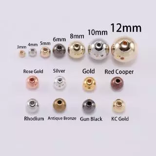 ลูกปัดทรงกลม 3 4 5 6 8 มม . สีทองเงินสําหรับทําเครื่องประดับ Diy