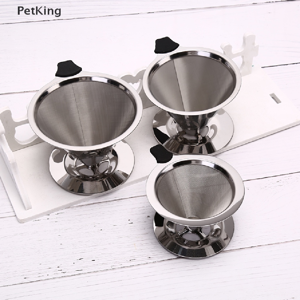 PetKing☀ 1PC Stainless Steel Reusable Coffee Filter Holder Pour Over Mesh Tea Dripper Cup .