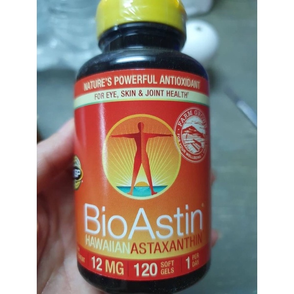 Bioastin Astaxanthin 12 mg. 120 เม็ด ล็อตใหม่ไม่มีแผงกระดาษ
