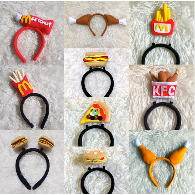 ที่คาดผมไก่ ที่คาดผมเบอร์เกอร์ MCD มันฝรั่ง FastFood McDonald เครื่องแต่งกาย KFC ตัวอักษรพิซซ่าคอสเพลย์เบอร์เกอร์