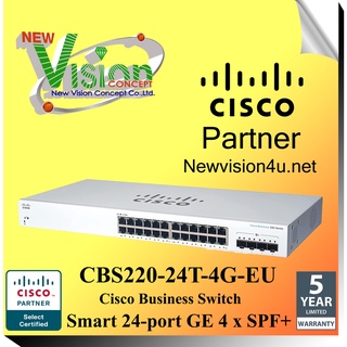 Cisco อุปกรณ์เน็ตเวิร์ค CBS220-24T-4G-EU SW CBS220 Smart 24-port GE, 4x1G SFP