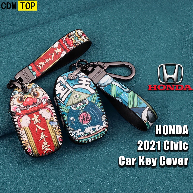 ปลอกกุญแจรถยนต์ แบบหนัง อุปกรณ์เสริม สําหรับ honda Civic FE 2022 HRV Civic 2021 ของแต่งรถยนต์ พวงกุญ