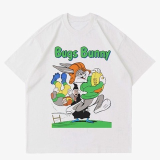 เสื้อยืดสีขาวเสื้อยืด พิมพ์ลาย BUGS BUNNY สไตล์วินเทจ "LOONEY TUNES" | เสื้อยืด ลายการ์ตูนยุค 90 | ชุดเสื้อผ้า ลายการ์ตู