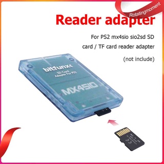 ❤ อะแดปเตอร์การ์ดรีดเดอร์ หมุนได้ สําหรับ PS2 MX4SIO SIO2SD TF (สีฟ้าใส)