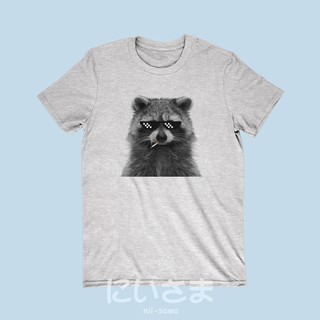 T-shirt  เสื้อยืดลาย แรคคูน Thug Life เสื้อยืดลายสัตว์น่ารัก เสื้อยืดตลกๆS-5XL
