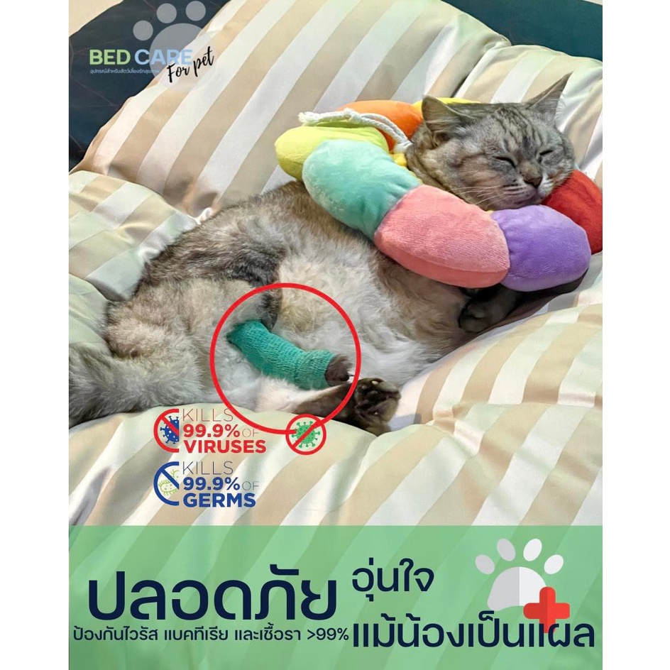 Bed Care For Pet เบาะนอนสัตว์เลี้ยงเพื่อสุขภาพ สัมผัสเย็น ป้องกันไรฝุ่น ไม่ติดขน รุ่นสะท้อนน้ำ สีน้ำตาล ส่งฟรี  