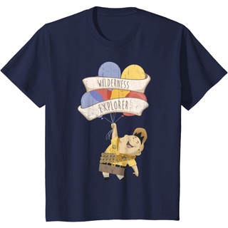 เสื้อยืดผ้าฝ้ายพรีเมี่ยม เสื้อยืด พิมพ์ลาย Disney Pixar Up Russell Wilderness Explorer Balloons