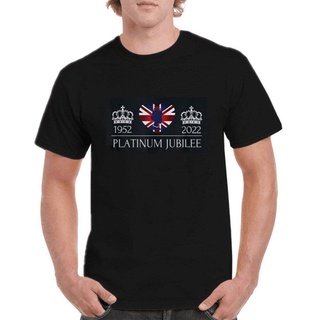 เสื้อยืดลูกเรือคอด้านบน Elizabeth II Flag T Shirt Union Jack Queen 2022 Platinum Jubilee T-Shirt Crown