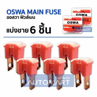 OSWA MAIN FUSE ฟิวส์เมนตัวผู้ NF-30A หลังคาร่องบาก สีชมพู 6 Pcs.