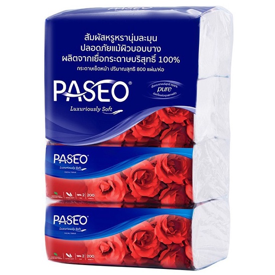 Tissue  Paseo Softpack ทิชชู่ ขนาด 200 แผ่น*4ห่อ=1แพ๊ค