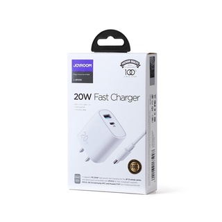 Joyroom L-QP205 หัวพร้อมสาย PD 20W Charger !! หัวชาร์จ 2 ช่อง PD และ Quick Change จ่ายไฟสูงสุด 20W charger