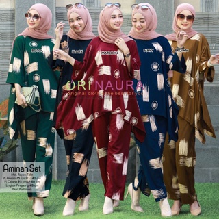 ชุดเสื้อเบลาส์ ผ้าฝ้ายเรยอน ลาย Aminah Culottes