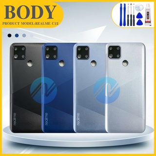 อะไหล่บอดี้ ( Body ) รุ่น Realme C12 สินค้าพร้อมส่ง แกนกลาง+ฝาหลัง