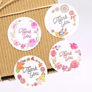 12 ดวง สติ๊กเกอร์ ขอบคุณ ป้าย สติกเกอร์ซีล Thank you Sticker Seal Label ช่อดอกไม้ ติด ของชำร่วย การ์ดแต่งงาน ซอง กล่อง