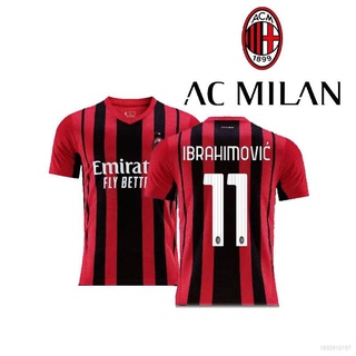 【Italy Ibrahimovic 】เสื้อยืดผ้าฝ้ายแขนสั้นคุณภาพสูงทรงหลวมลายทีม Ac Milan No.11 ไซส์ Xs-6Xl