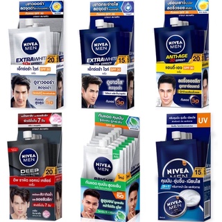 (กล่อง6ซอง)#NIVEA MEN ครีมซอง นีเวีย​ เมน​​ เซรั่ม​ครีม​ แบบซอง​