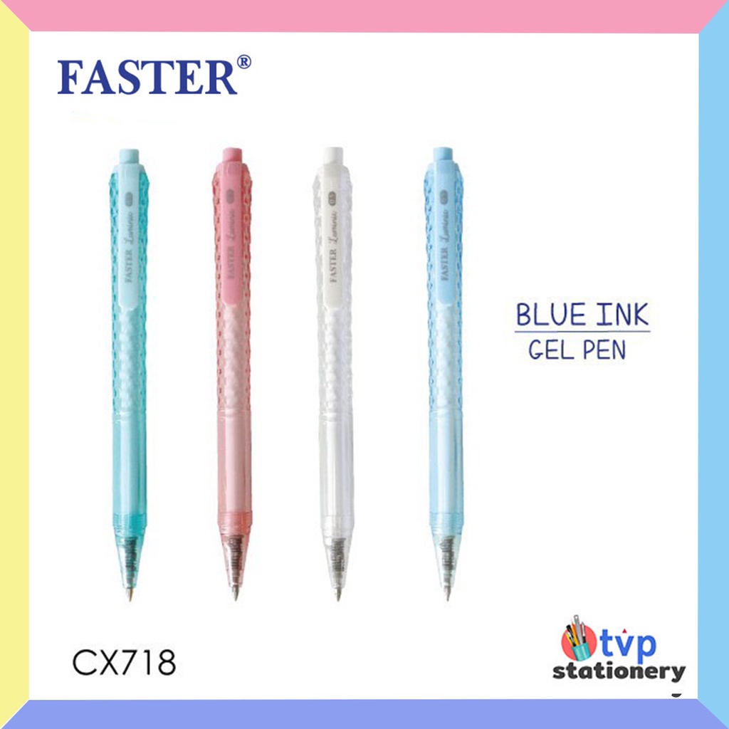 Faster (ฟาสเตอร์) ปากกา ปากกาหมึกเจล รุ่น CX718 Luminie ขนาดเส้น 0.5 มม. ( 1 ด้าม / คละสี )