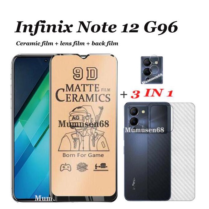 สําหรับ Infinix Note 12 G96 /12i /12 VIP/11Pro/ Note 10 Pro/Note 8 หน้าจอเซรามิคฟิล์มนุ่ม + ฟิล์มเลนส์ + ฟิล์มด้านหลัง