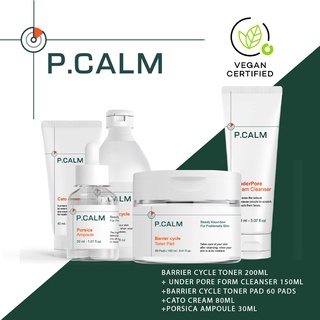 [P.CALM] Super Care กู้ผิวลดสิวครบวงจร/KMX Toner200ml+Cleanser150ml+Toner Pad+Posica Ampoule+Cato Cream